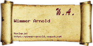 Wimmer Arnold névjegykártya
